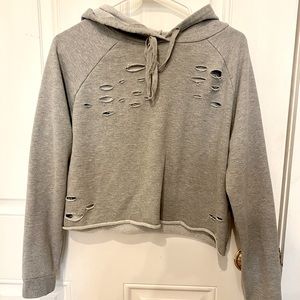 Rue 21 Crop Distressed Sweatshirt